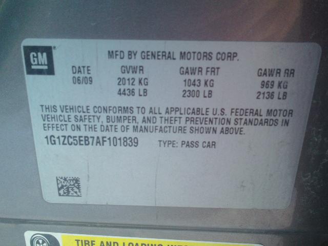 1G1ZC5EB7AF101839 - 2010 CHEVROLET MALIBU 1LT 棕色 照片 10