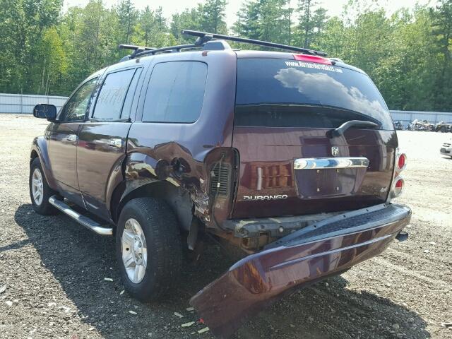 1D4HB38N24F123545 - 2004 DODGE DURANGO ST MAROON photo 3