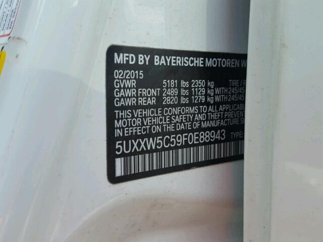 5UXXW5C59F0E88943 - 2015 BMW X4 XDRIVE3 WHITE photo 10