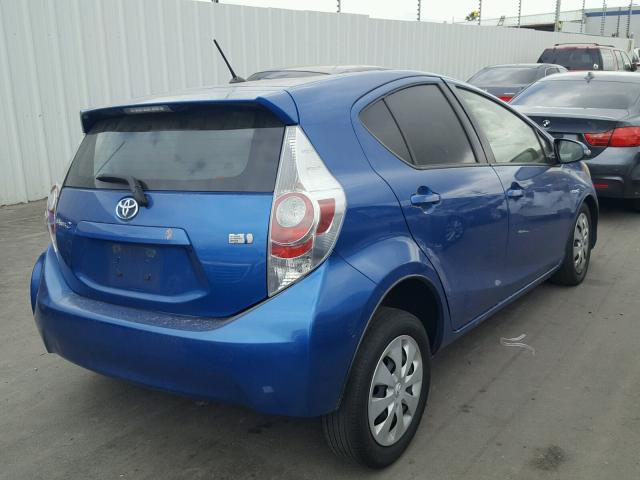 JTDKDTB33D1057265 - 2013 TOYOTA PRIUS C BLUE photo 4