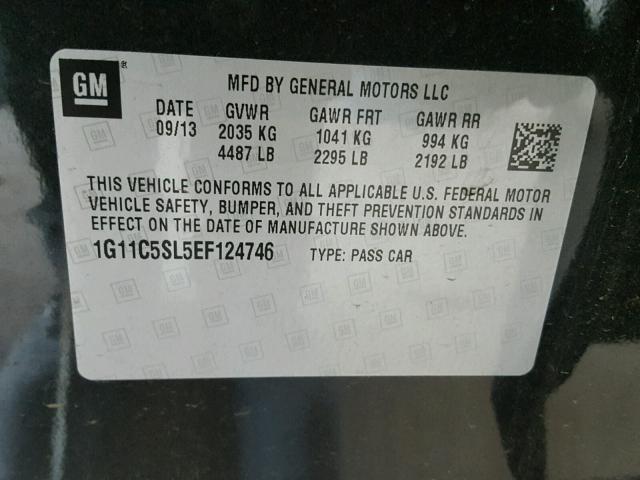 1G11C5SL5EF124746 - 2014 CHEVROLET MALIBU 1LT 黑色 照片 10