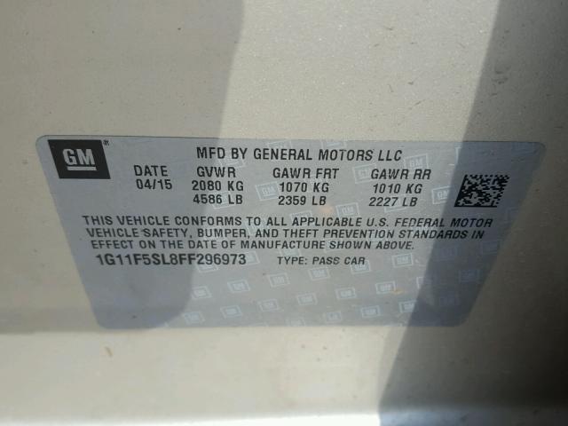 1G11F5SL8FF296973 - 2015 CHEVROLET MALIBU LTZ 棕色 照片 10