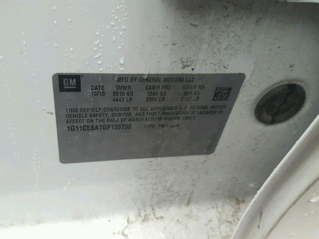 1G11C5SA7GF155790 - 2016 CHEVROLET MALIBU LIM 白色 照片 10