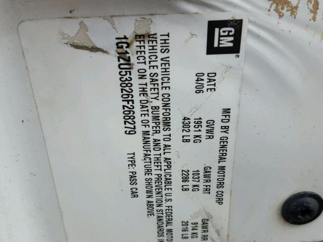 1G1ZU53826F268279 - 2006 CHEVROLET MALIBU LTZ 白色 照片 10