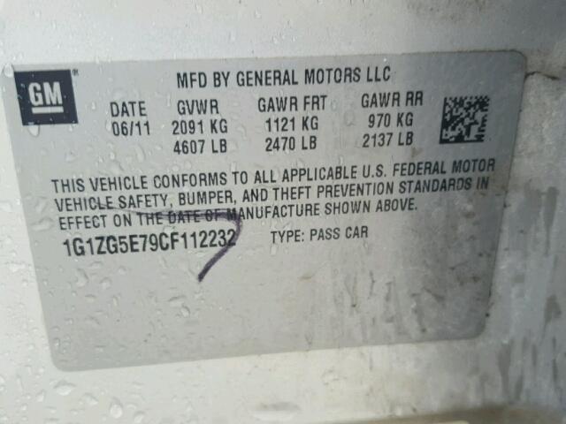 1G1ZG5E79CF112232 - 2012 CHEVROLET MALIBU LTZ 银色 照片 10