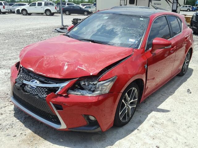 JTHKD5BH3E2195390 - 2014 LEXUS CT 200 RED photo 2