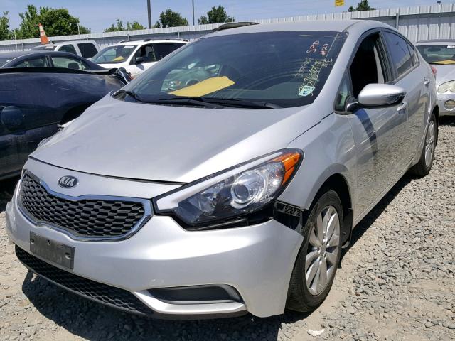 KNAFX4A64F5278442 - 2015 KIA FORTE LX SILVER photo 2