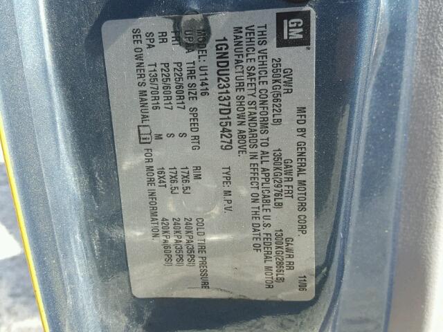 1GNDU23137D154279 - 2007 CHEVROLET UPLANDER L 黄色 照片 10