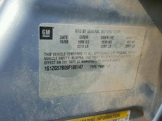 1G1ZG57B09F186147 - 2009 CHEVROLET MALIBU LS 蓝色 照片 10