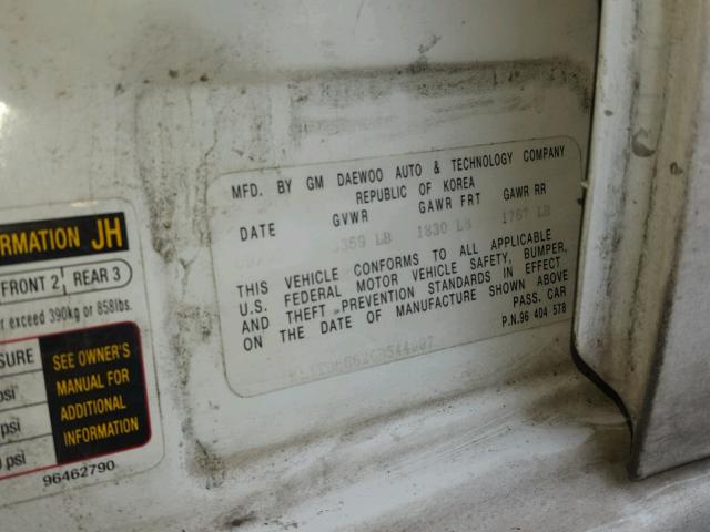 KL1TD56626B544997 - 2006 CHEVROLET AVEO BASE Ağ foto 10