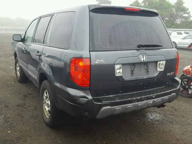 2HKYF18135H570945 - 2005 HONDA PILOT LX GRAY photo 3