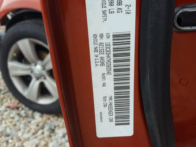 1B3CB3HA7AD565542 - 2010 DODGE CALIBER MA ORANGE photo 10