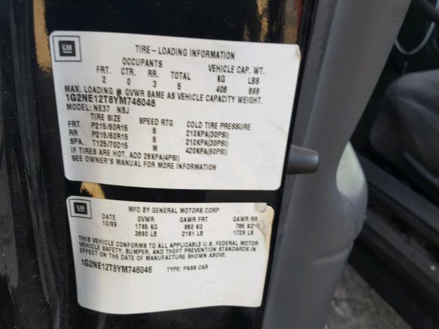 1G2NE12T8YM746046 - 2000 PONTIAC GRAND AM S 黑色 照片 10