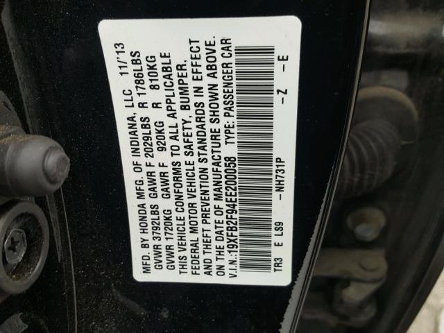 19XFB2F94EE200058 - 2014 HONDA CIVIC EXL 黑色 照片 10
