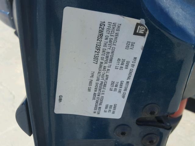 1G2WR52132F213077 - 2002 PONTIAC GRAND PRIX GREEN photo 10