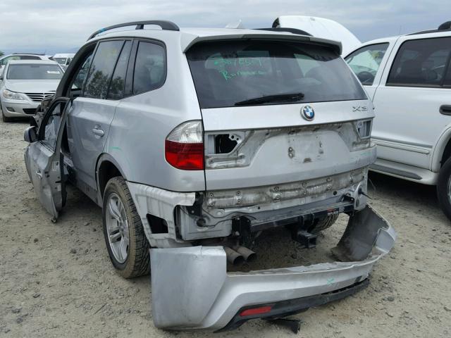 WBXPC93428WJ21861 - 2008 BMW X3 3.0SI SILVER photo 3