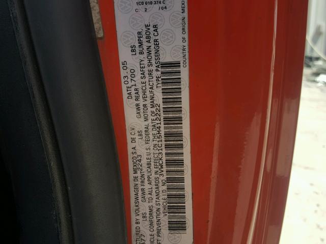 3VWCK31C15M412222 - 2005 VOLKSWAGEN NEW BEETLE 橙色 照片 10