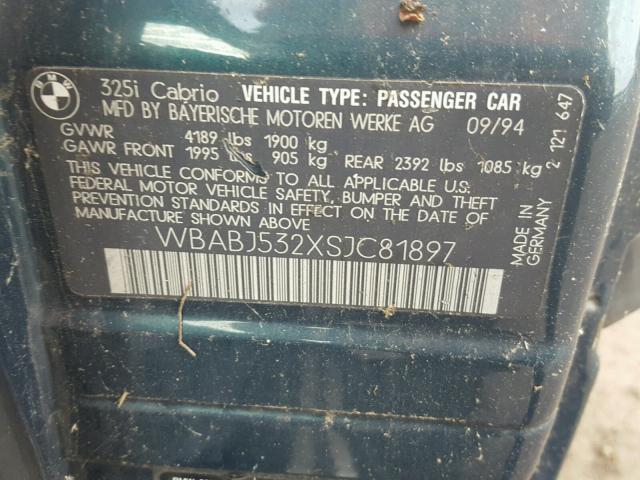 WBABJ532XSJC81897 - 1995 BMW 325 IC GREEN photo 10