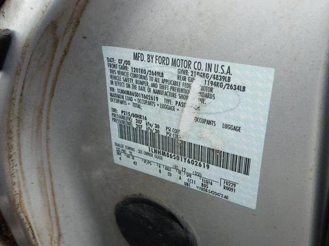 1LNHM86S01Y602619 - 2001 LINCOLN LS 银色 照片 10