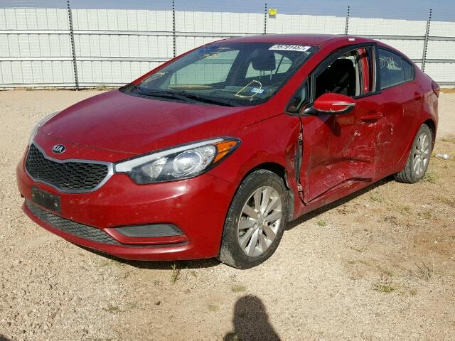 KNAFX4A61E5098754 - 2014 KIA FORTE LX RED photo 2