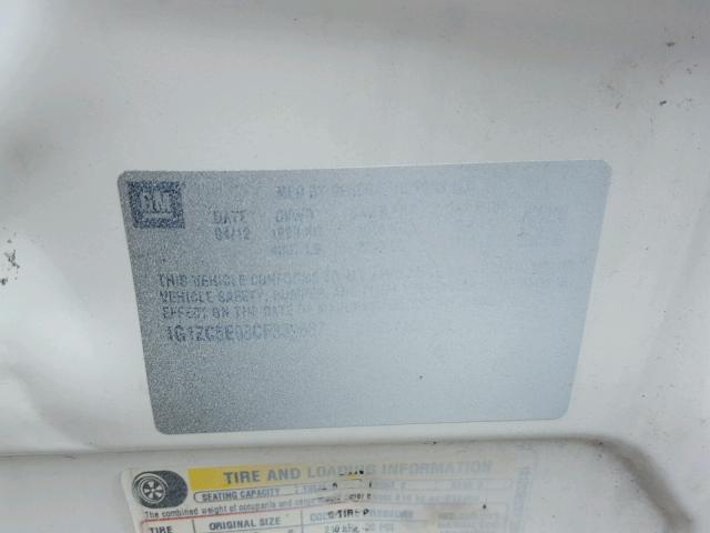 1G1ZC5E03CF339687 - 2012 CHEVROLET MALIBU 1LT თეთრი ფოტო 10