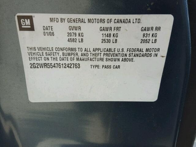 2G2WR554761242763 - 2006 PONTIAC GRAND PRIX BLUE photo 10