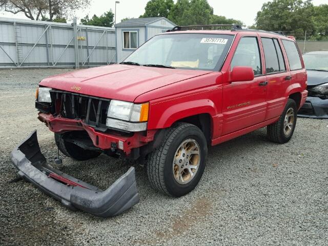 1J4GZ78Y9TC377334 - 1996 JEEP GRAND CHER RED photo 2