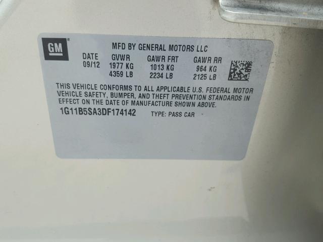 1G11B5SA3DF174142 - 2013 CHEVROLET MALIBU LS TEAL photo 10