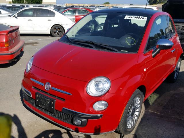 3C3CFFCR0CT212305 - 2012 FIAT 500 LOUNGE RED photo 2