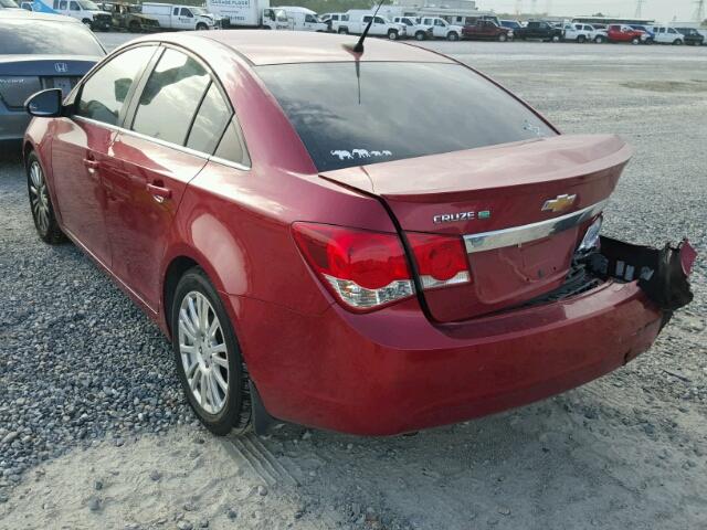 1G1PJ5SC4C7265461 - 2012 CHEVROLET CRUZE ECO RED photo 3