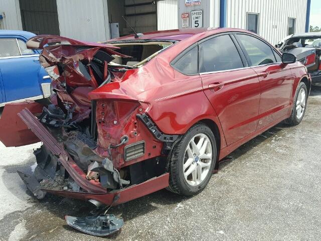 3FA6P0H78DR233210 - 2013 FORD FUSION SE RED photo 4