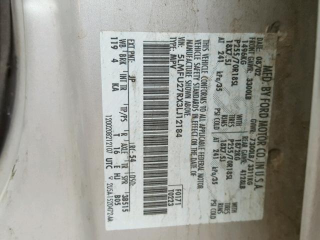 5LMFU27RX3LJ12184 - 2003 LINCOLN NAVIGATOR SILVER photo 10