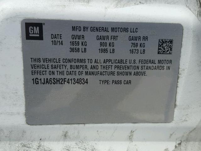 1G1JA6SH2F4134834 - 2015 CHEVROLET SONIC LS 白色 照片 10