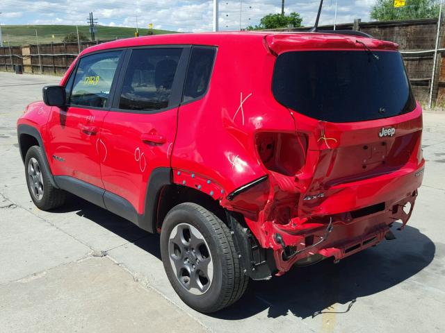 ZACCJBAT3GPE09077 - 2016 JEEP RENEGADE S RED photo 3