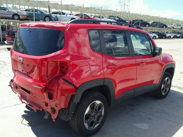 ZACCJBAT3GPE09077 - 2016 JEEP RENEGADE S RED photo 4