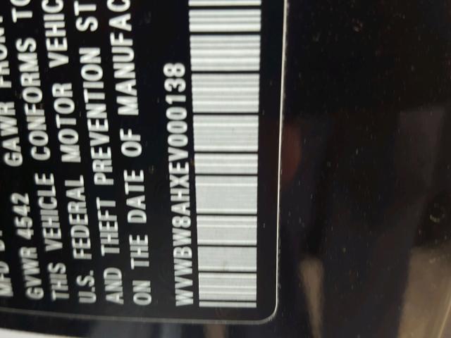 WVWBW8AHXEV000138 - 2014 VOLKSWAGEN EOS KOMFOR შავი ფოტო 10