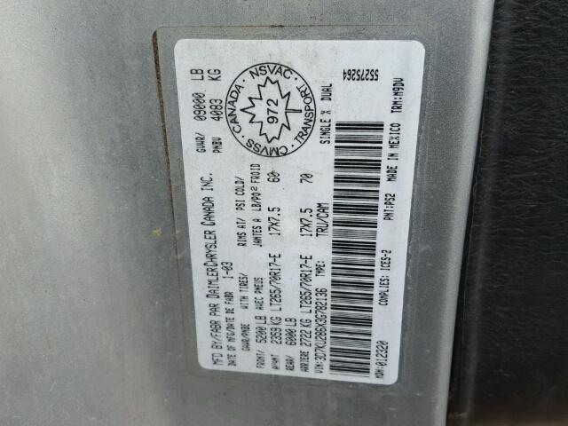 3D7KU286X3G782136 - 2003 DODGE RAM 2500 S SILVER photo 10