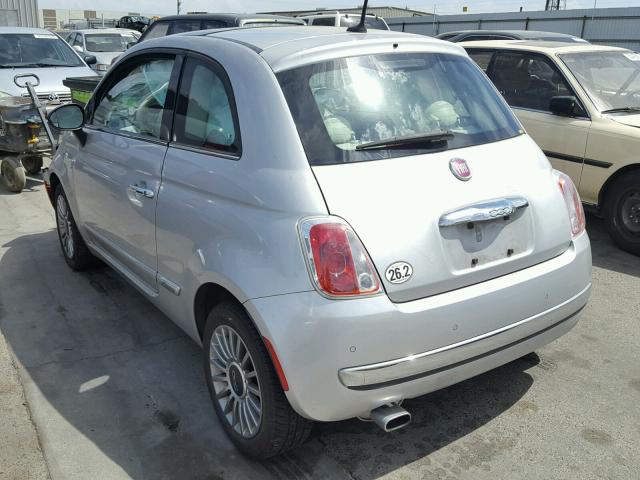 3C3CFFCRXCT365788 - 2012 FIAT 500 LOUNGE SILVER photo 3