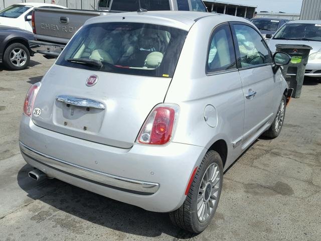 3C3CFFCRXCT365788 - 2012 FIAT 500 LOUNGE SILVER photo 4
