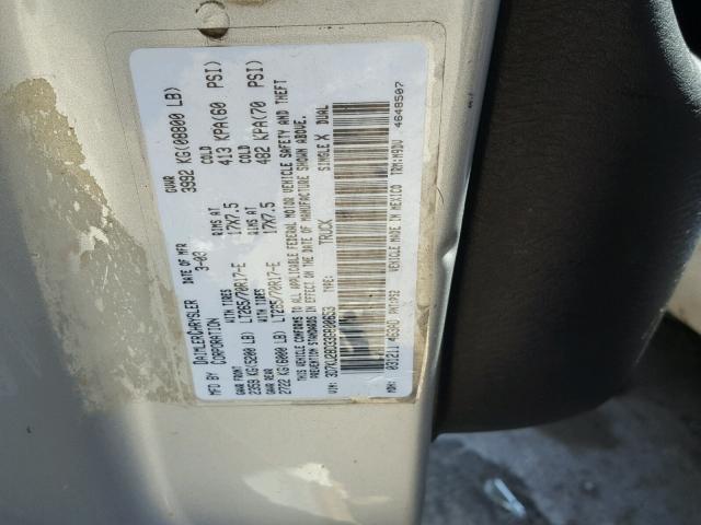 3D7KU28D33G800653 - 2003 DODGE RAM 2500 S SILVER photo 10