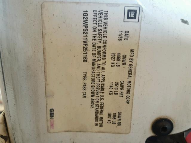 1G2WP5211VF251160 - 1997 PONTIAC GRAND PRIX WHITE photo 10