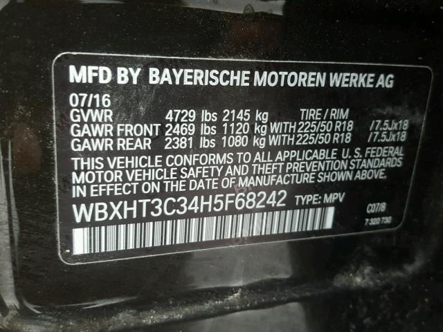 WBXHT3C34H5F68242 - 2017 BMW X1 XDRIVE2 بني صورة 10