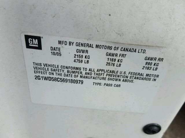 2G1WD58C569180979 - 2006 CHEVROLET IMPALA SUP 白色 照片 10