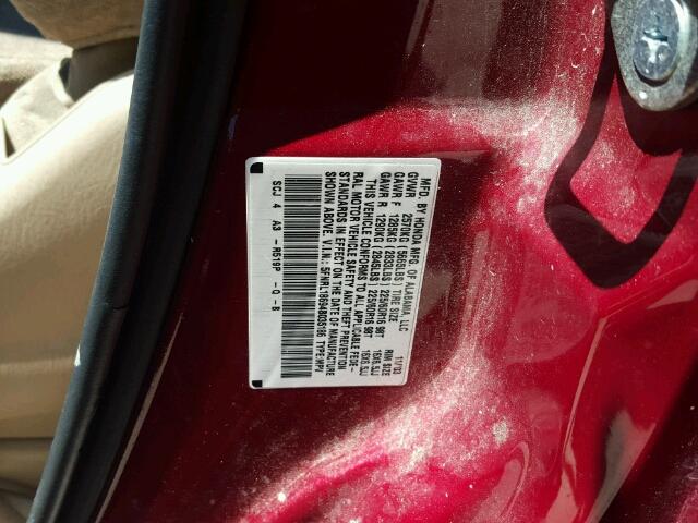 5FNRL18694B035186 - 2004 HONDA ODYSSEY MAROON photo 10