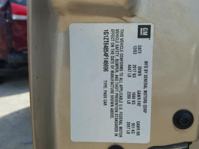 1G1ZT64854F146696 - 2004 CHEVROLET MALIBU MAX 金色 照片 10