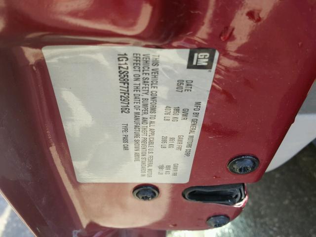 1G1ZS58F77F297162 - 2007 CHEVROLET MALIBU LS MAROON photo 10