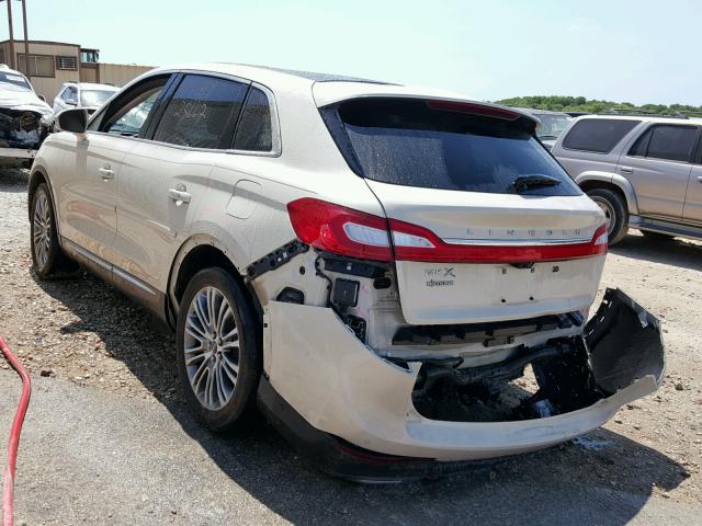 2LMTJ6LR0GBL84538 - 2016 LINCOLN MKX RESERV CREAM photo 3