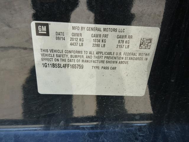 1G11B5SL4FF165759 - 2015 CHEVROLET MALIBU LS 黑色 照片 10