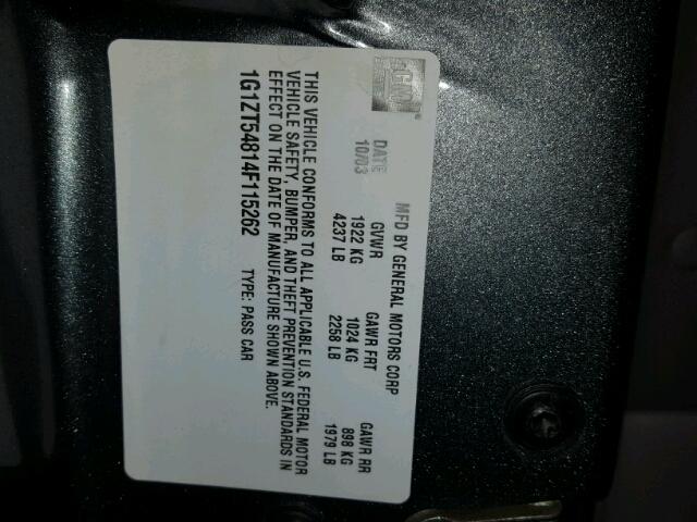 1G1ZT54814F115262 - 2004 CHEVROLET MALIBU LS ნაცრისფერი ფოტო 10