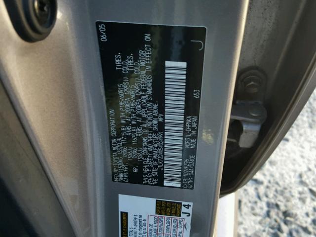 JTLKT324X54024991 - 2005 TOYOTA SCION XB Gris foto 10